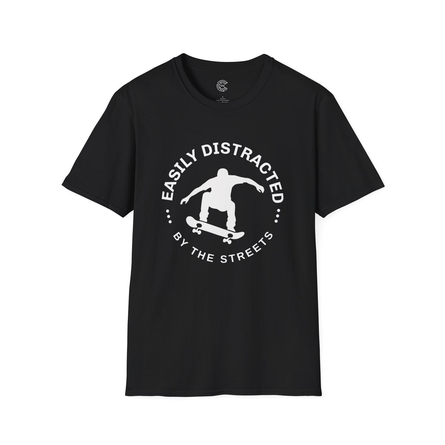 Easily Distracted Skateboarding T-Shirt | Unisex Softstyle Tee for Skate Enthusiasts