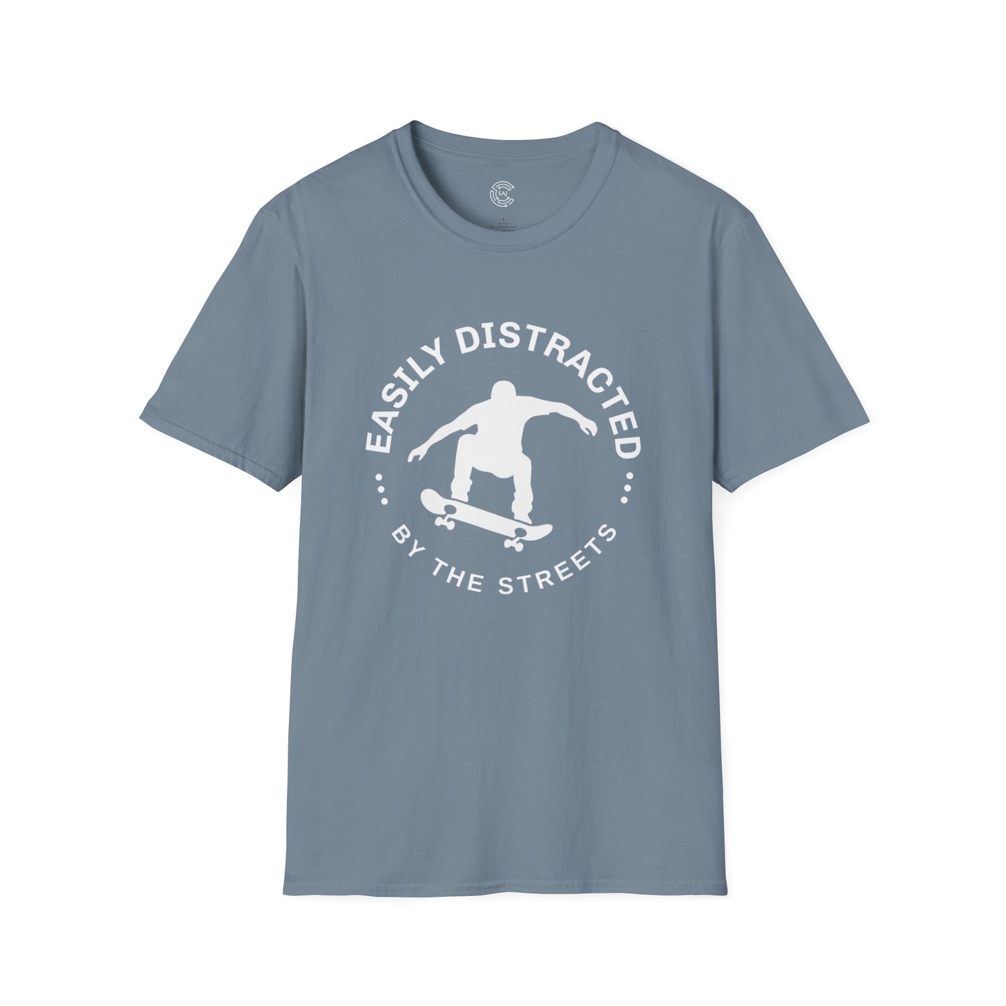 Easily Distracted Skateboarding T-Shirt | Unisex Softstyle Tee for Skate Enthusiasts