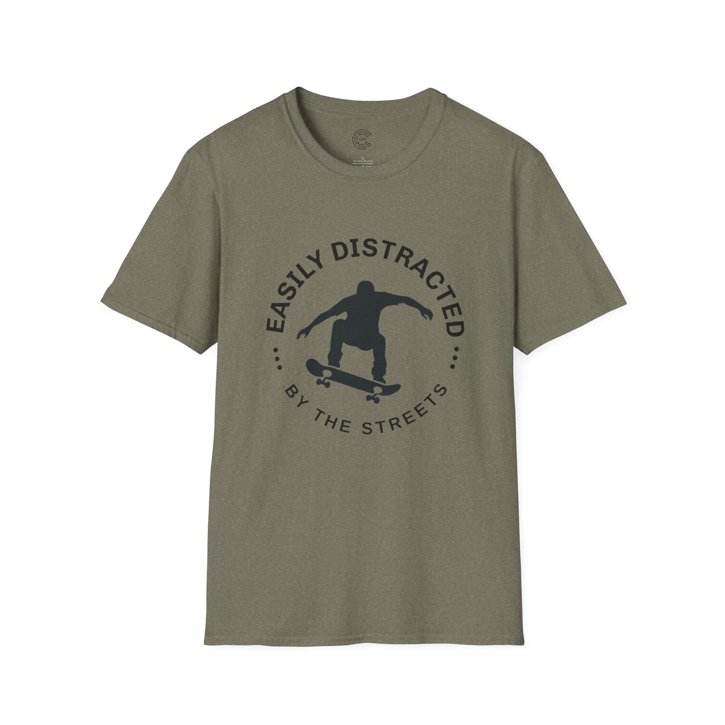 Easily Distracted Skateboarding T-Shirt | Unisex Softstyle Tee for Skate Enthusiasts