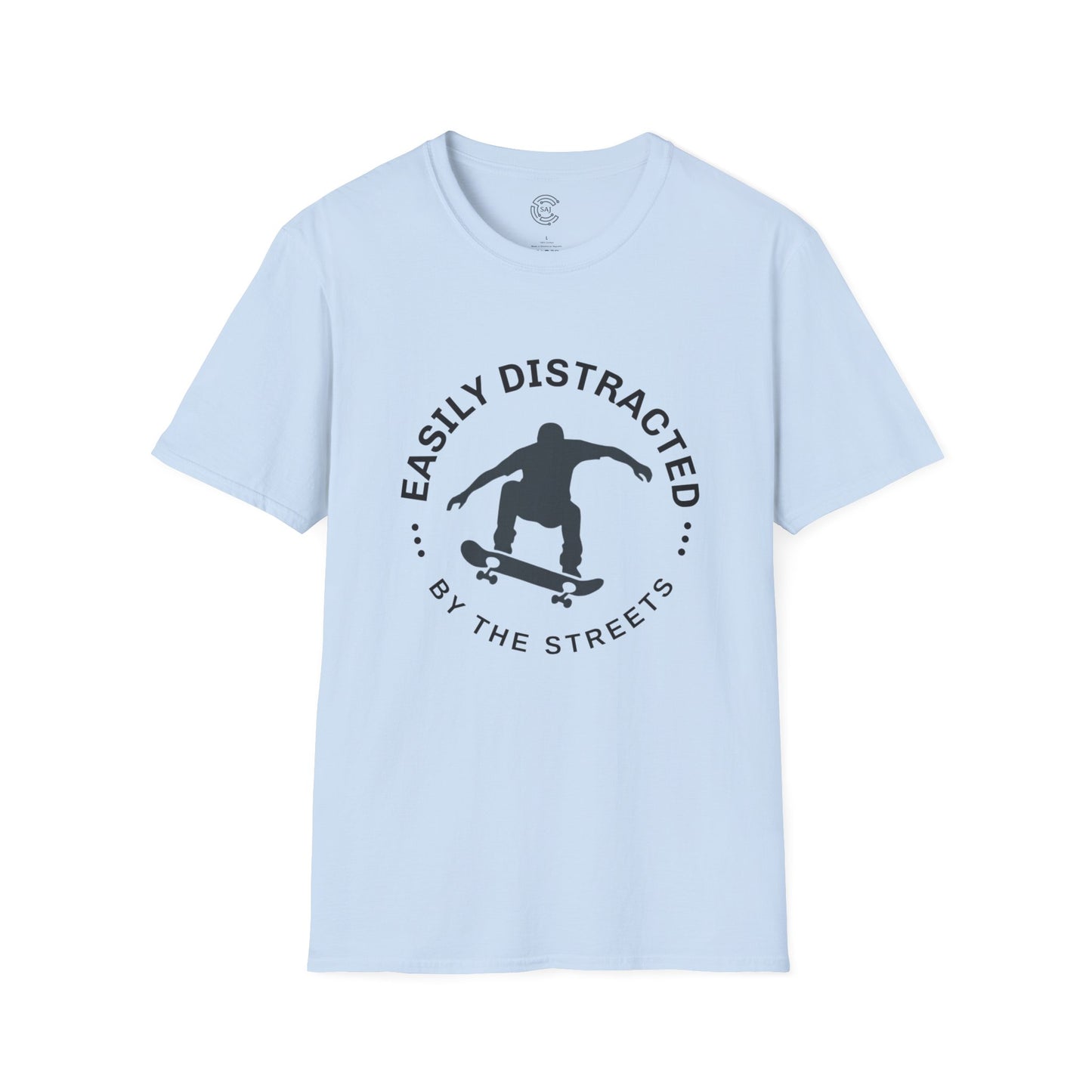 Easily Distracted Skateboarding T-Shirt | Unisex Softstyle Tee for Skate Enthusiasts