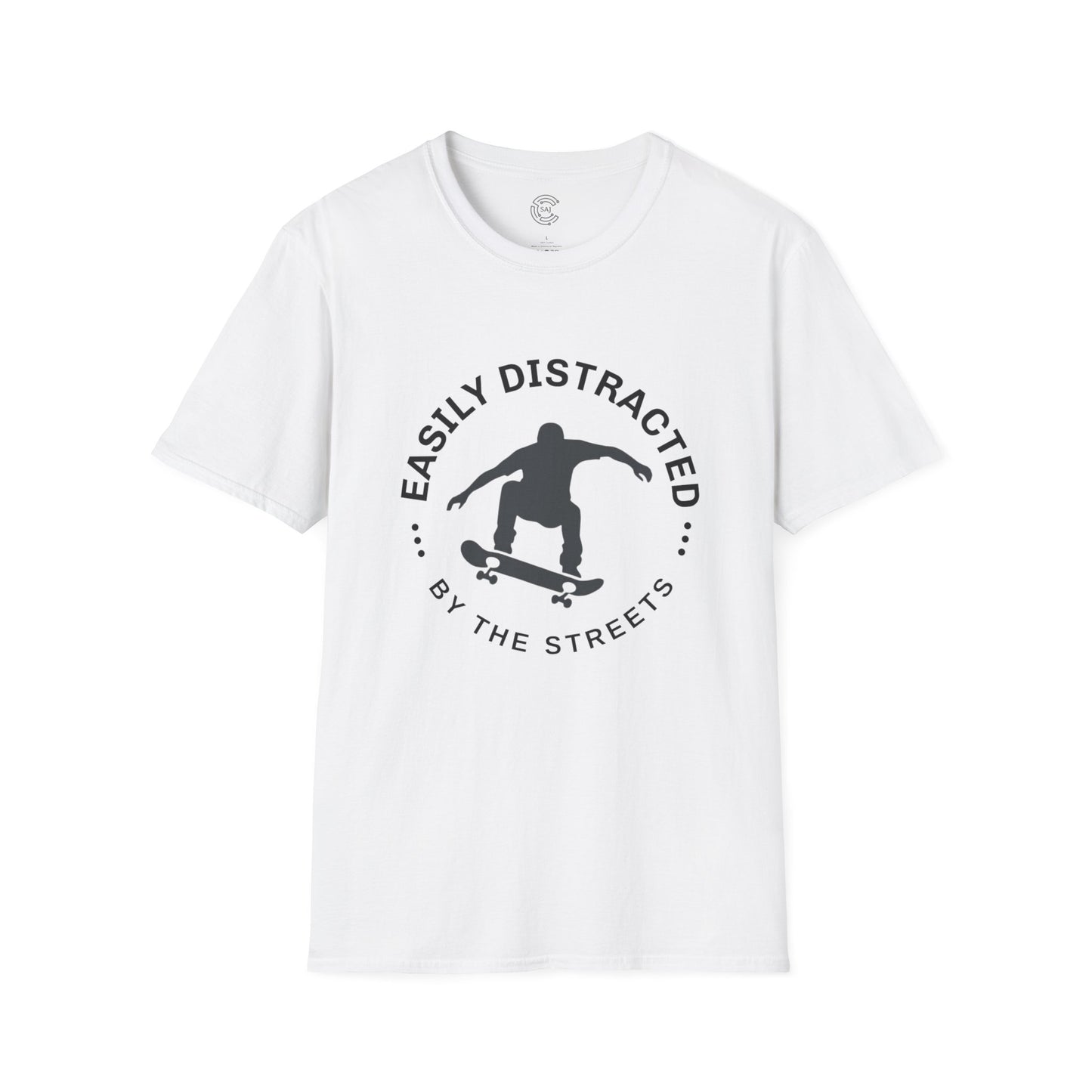 Easily Distracted Skateboarding T-Shirt | Unisex Softstyle Tee for Skate Enthusiasts