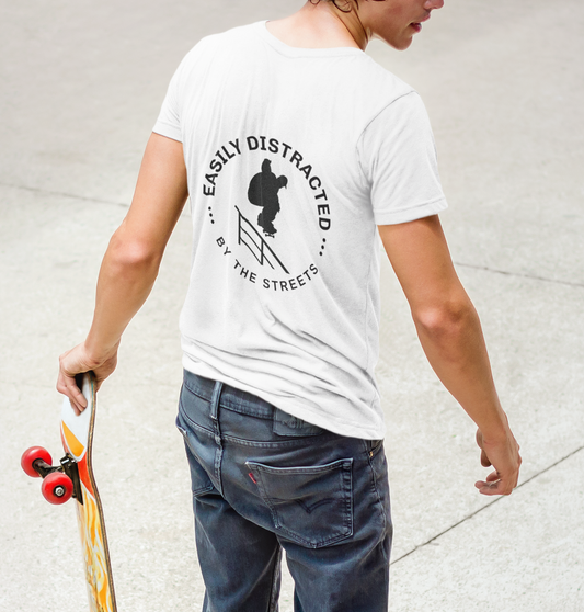 Easily Distracted Skateboarding T-Shirt | Unisex Softstyle Tee for Skate Enthusiasts