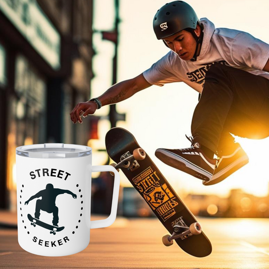 Insulated Coffee Mug - Street Seeker - Perfect for Skateboarding Enthusiasts