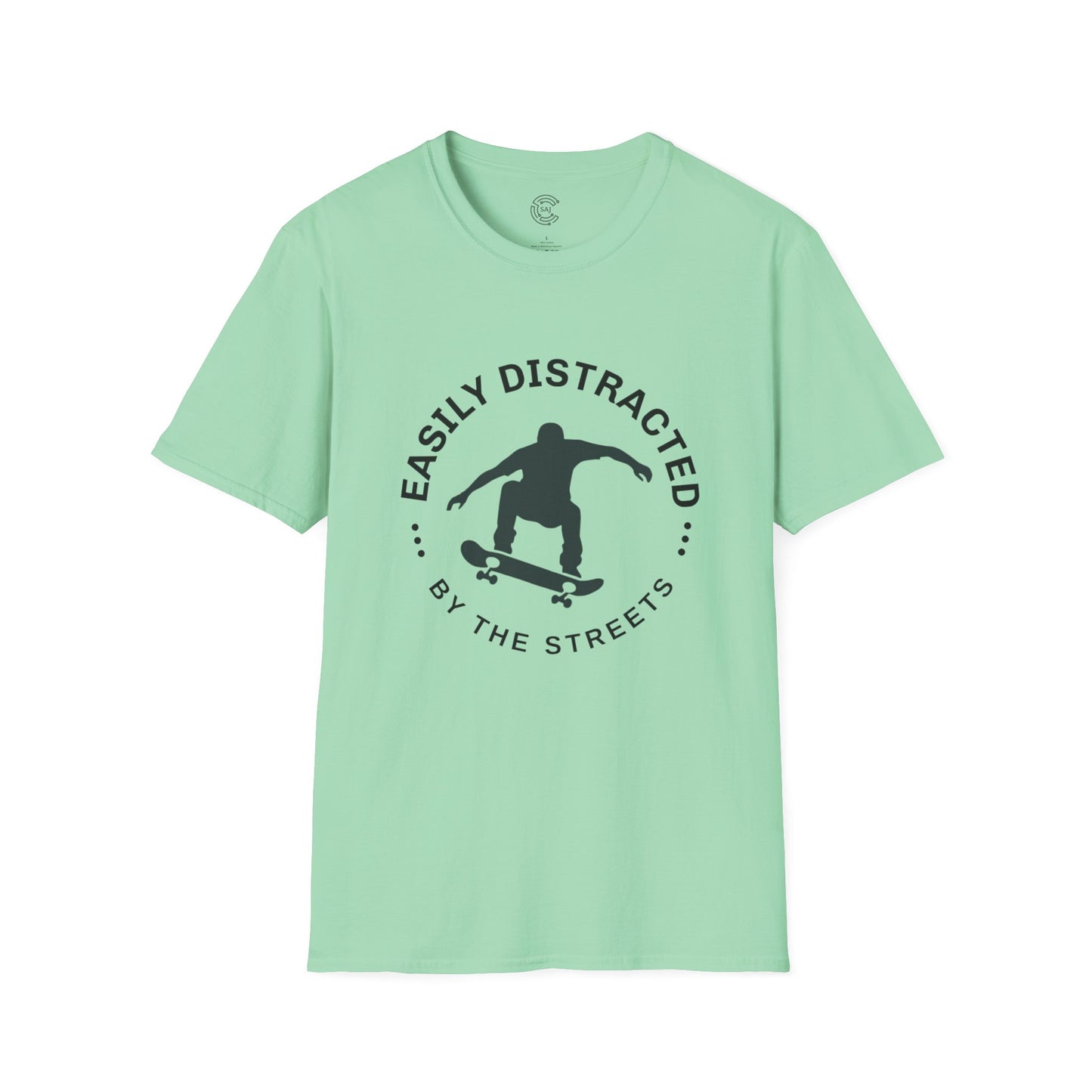 Easily Distracted Skateboarding T-Shirt | Unisex Softstyle Tee for Skate Enthusiasts