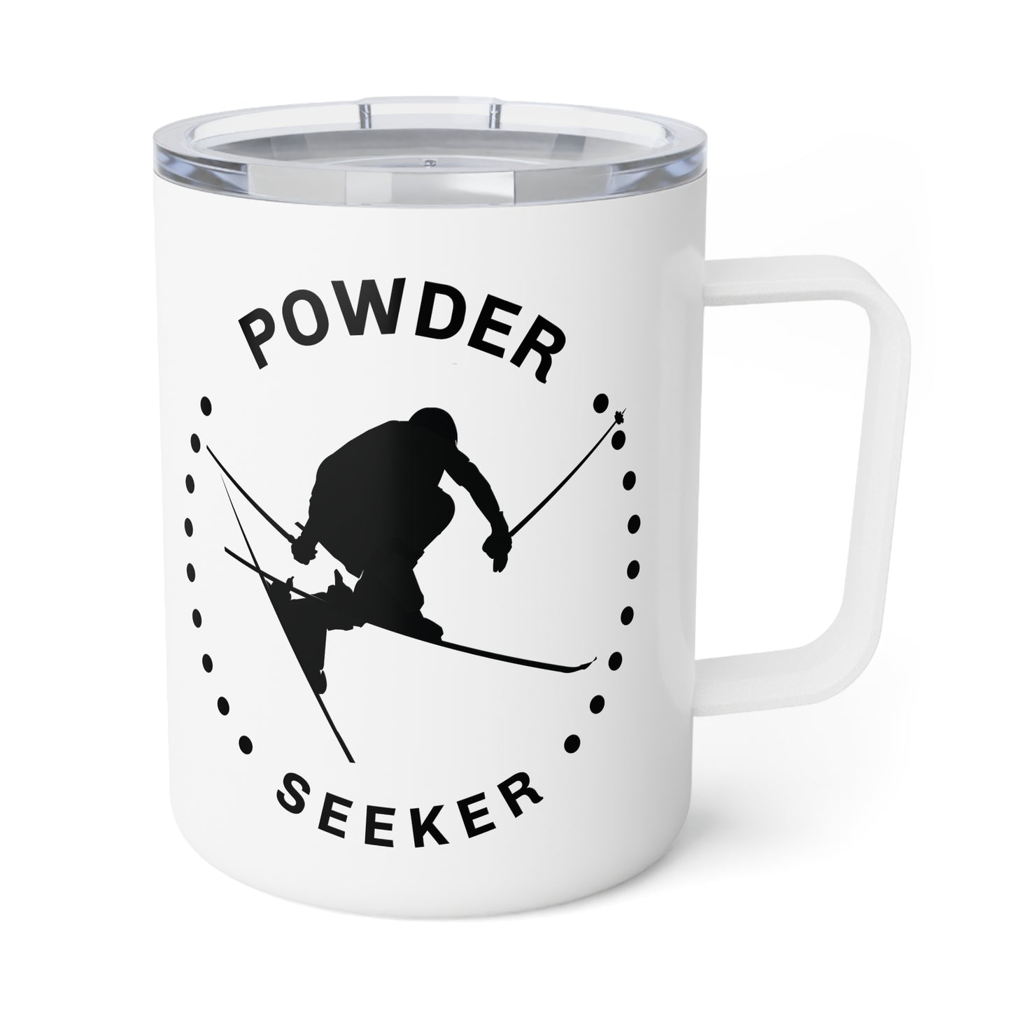 Insulated Coffee Mug - Powder Seeker - Perfect for Powder, Cat, Heli skiers, and Outdoor Enthusiasts.