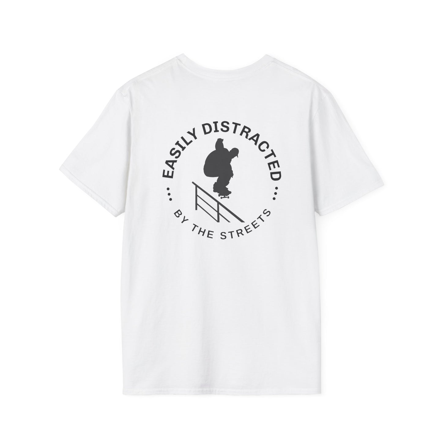 Easily Distracted Skateboarding T-Shirt | Unisex Softstyle Tee for Skate Enthusiasts