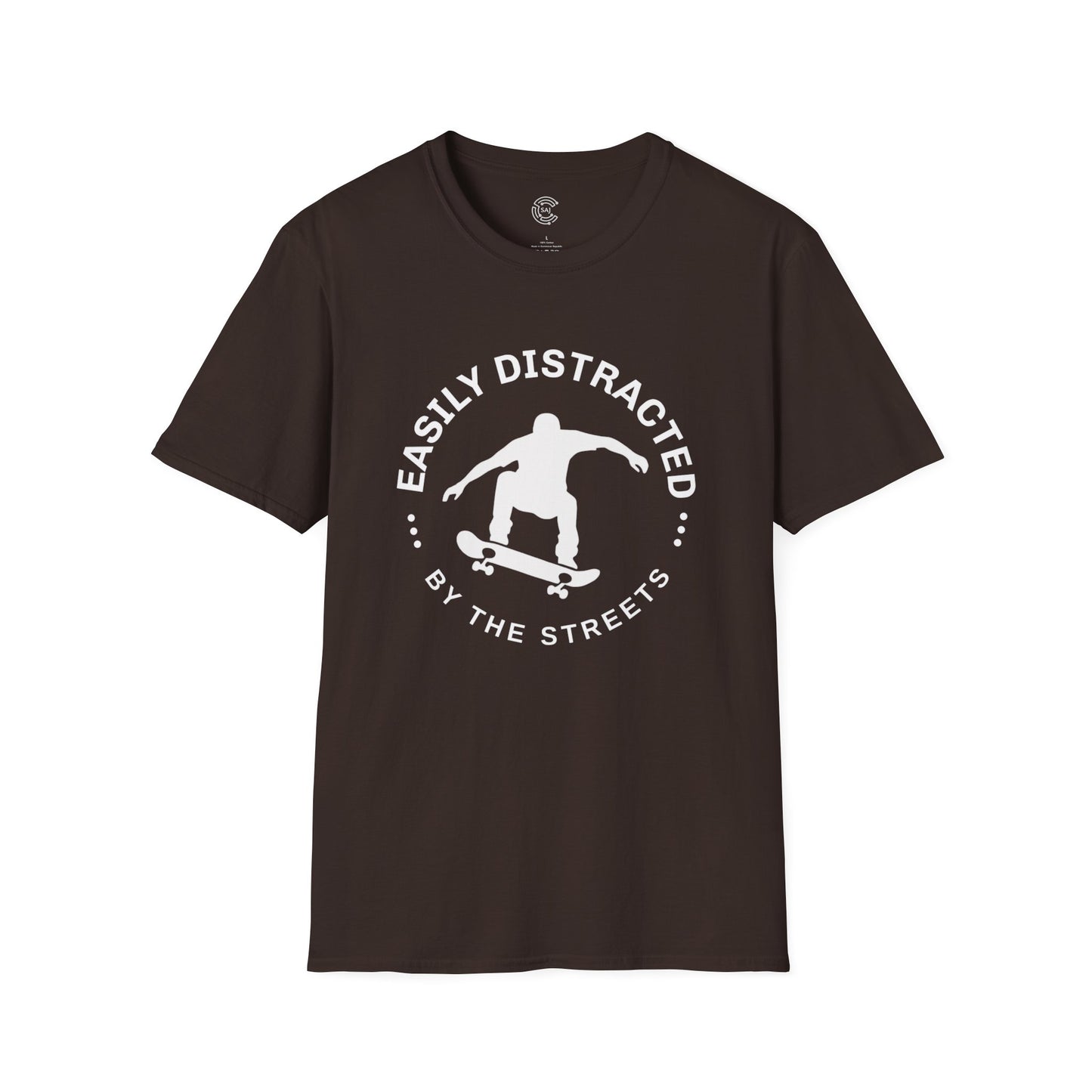 Easily Distracted Skateboarding T-Shirt | Unisex Softstyle Tee for Skate Enthusiasts